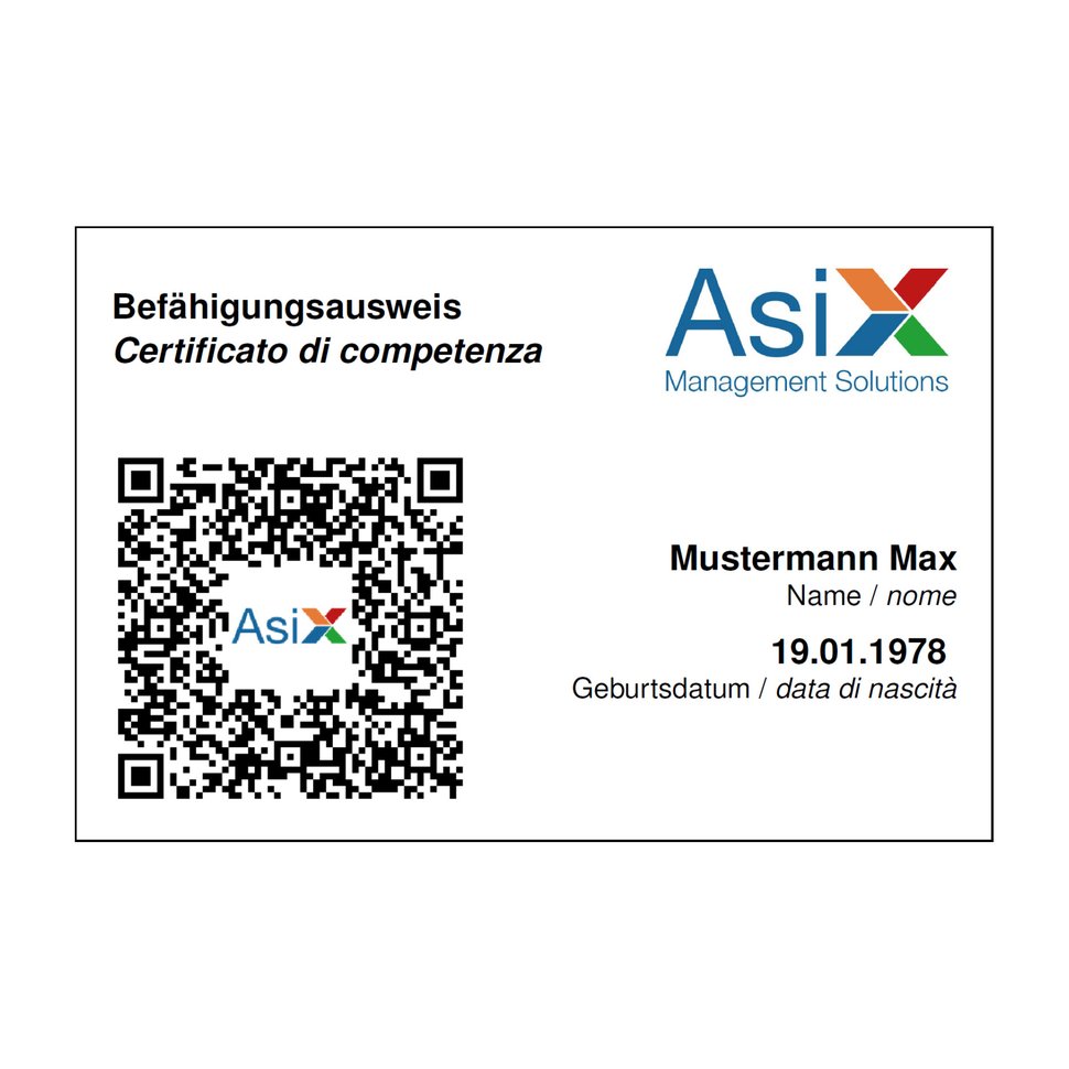 Certificate of competence with QR code for employees