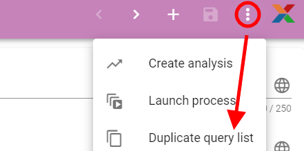 Optimierung Analysen-Abfrageliste duplizieren